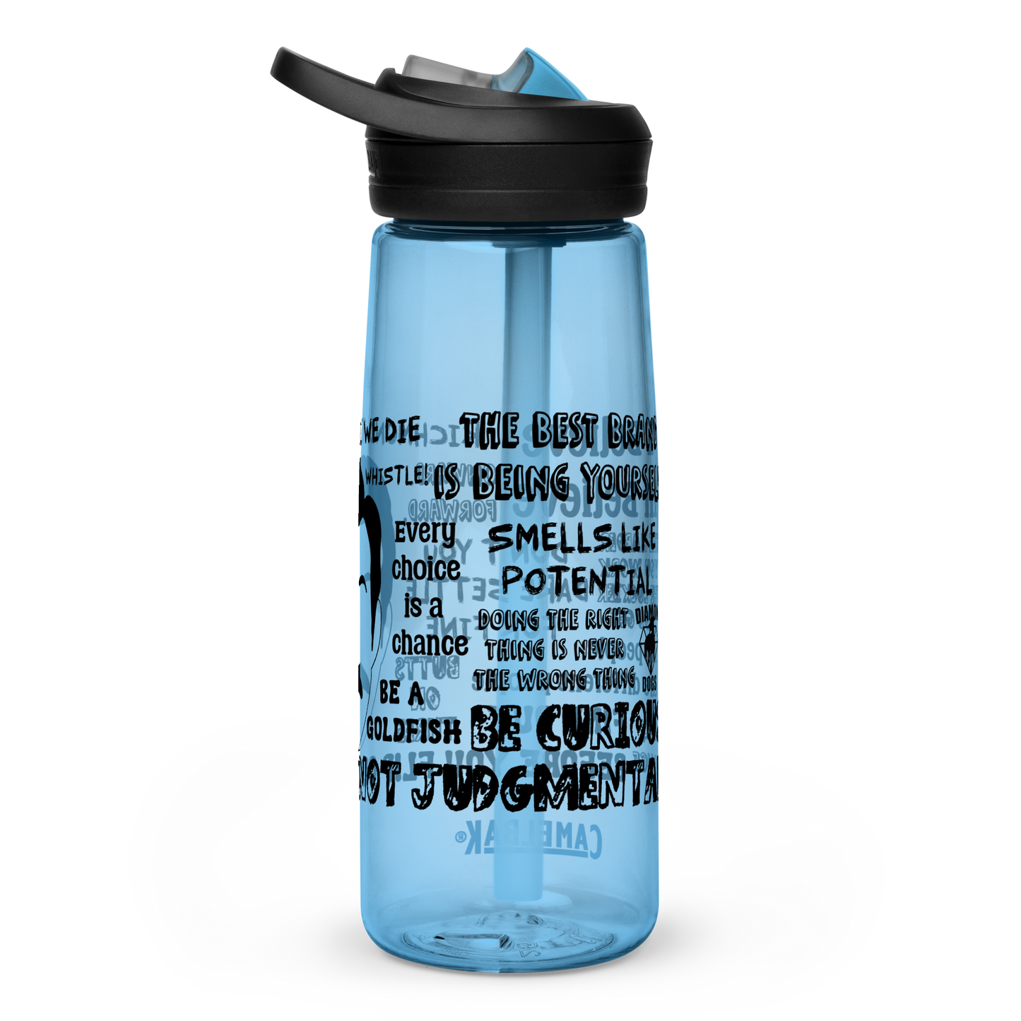 Lasso Quotes Water Bottle - Black Text