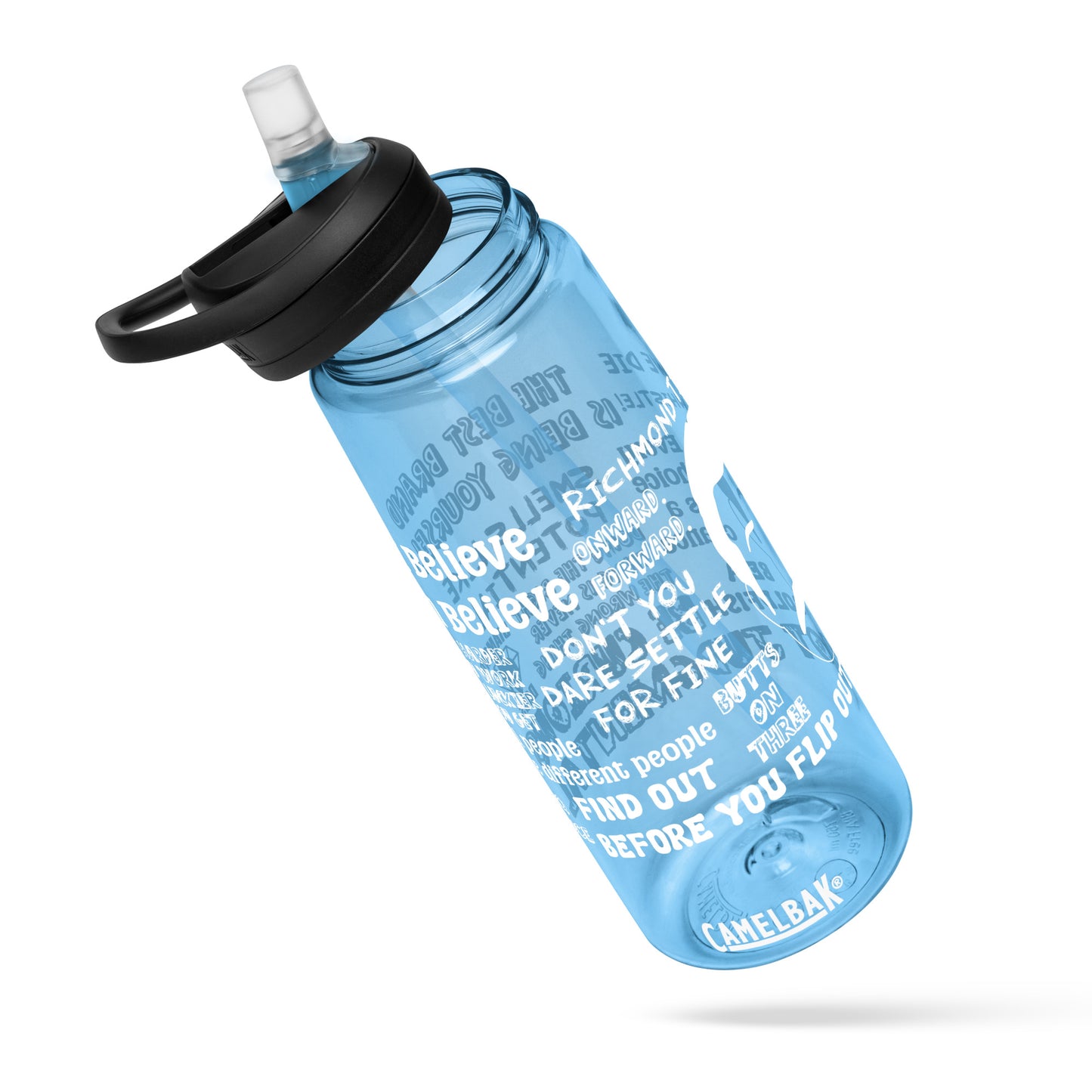 Lasso Quotes Water Bottle - White Text