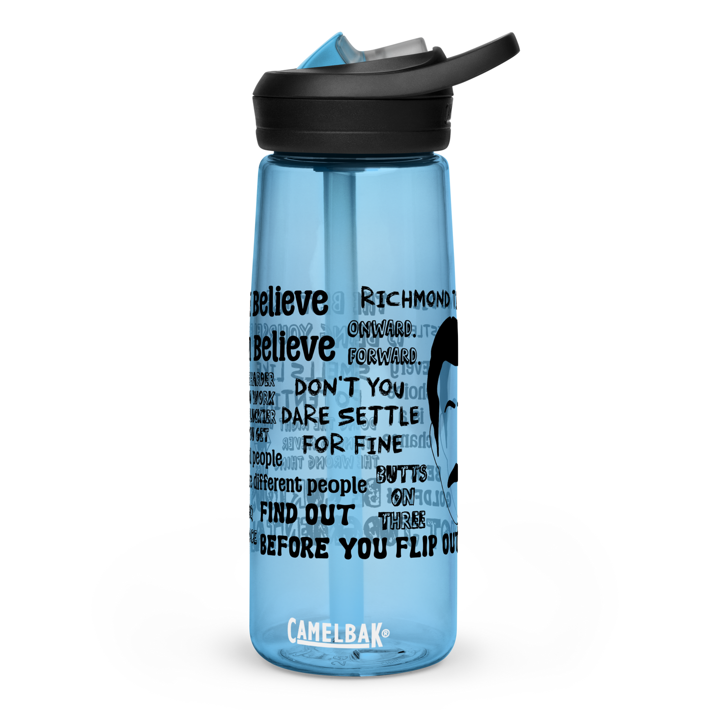 Lasso Quotes Water Bottle - Black Text