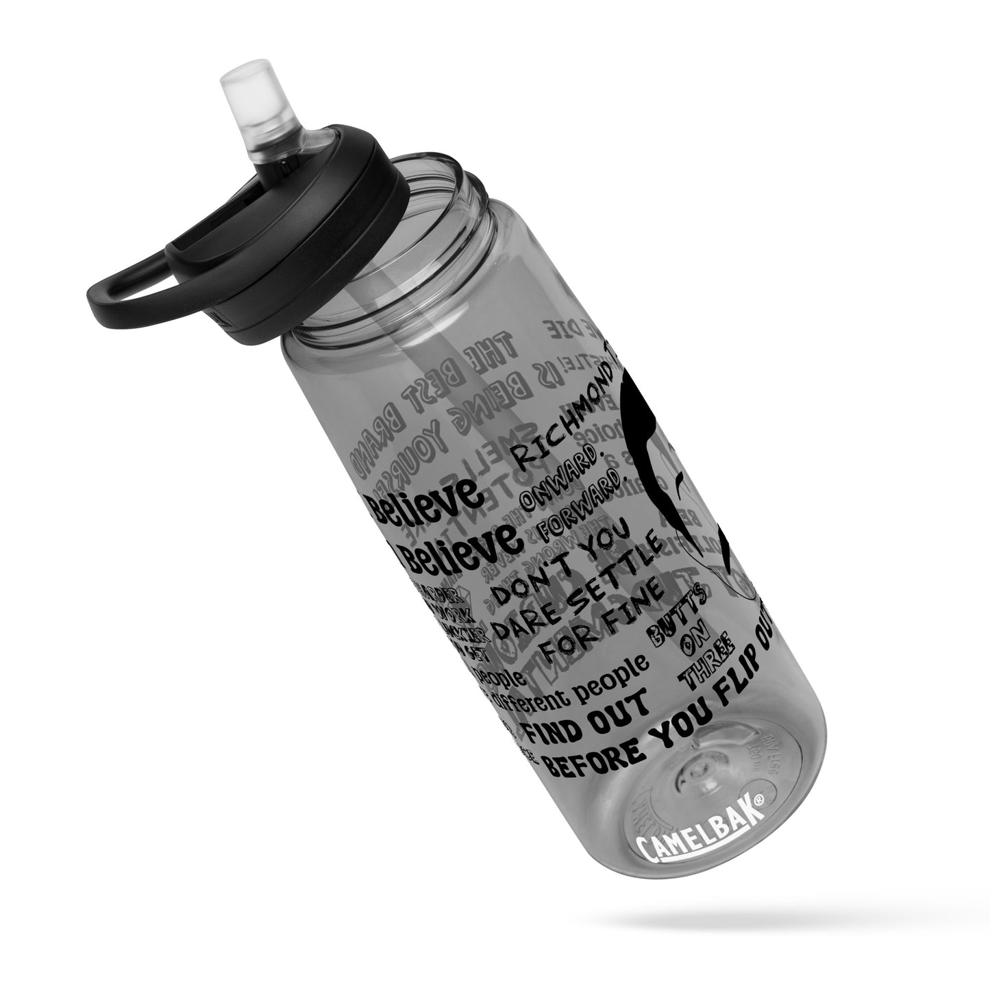 Lasso Quotes Water Bottle - Black Text