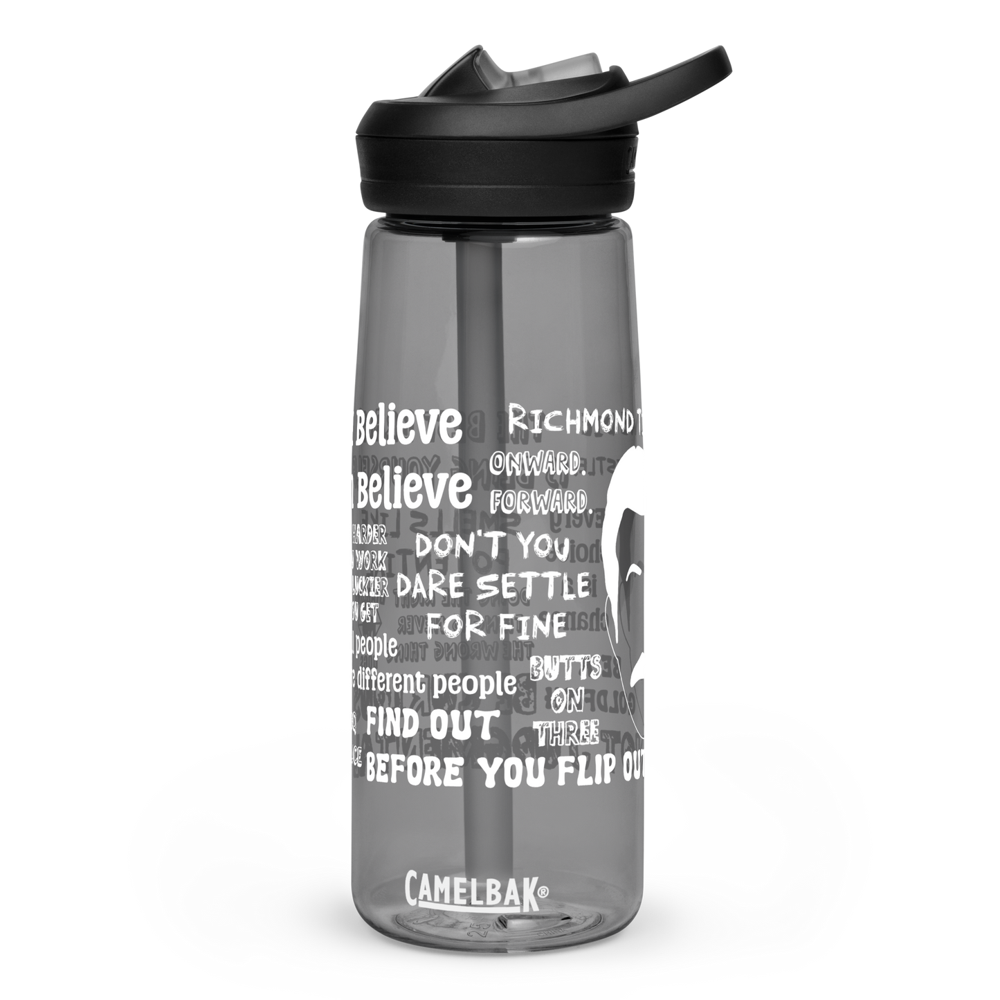 Lasso Quotes Water Bottle - White Text