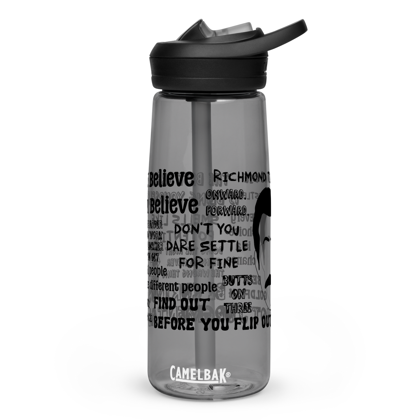 Lasso Quotes Water Bottle - Black Text