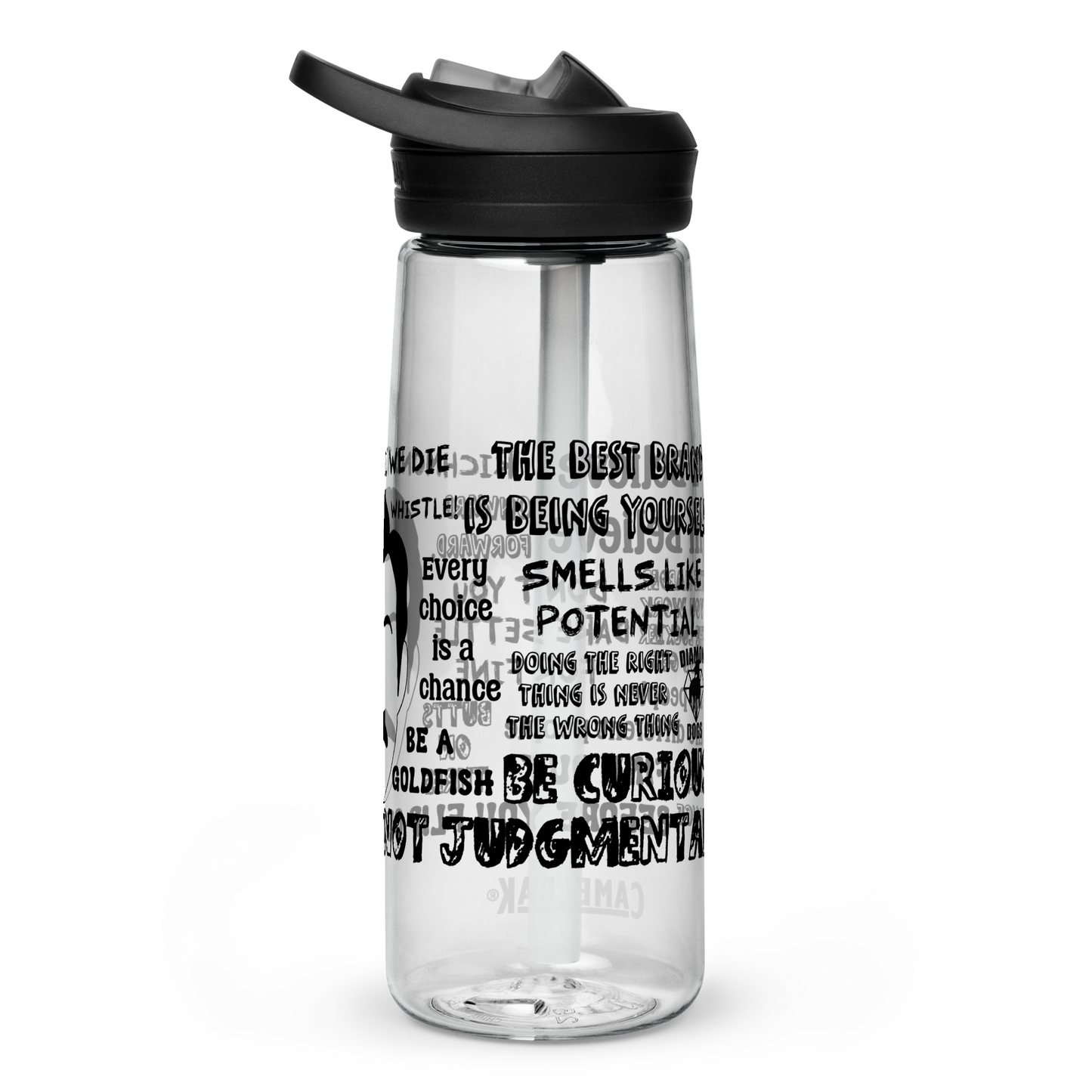 Lasso Quotes Water Bottle - Black Text