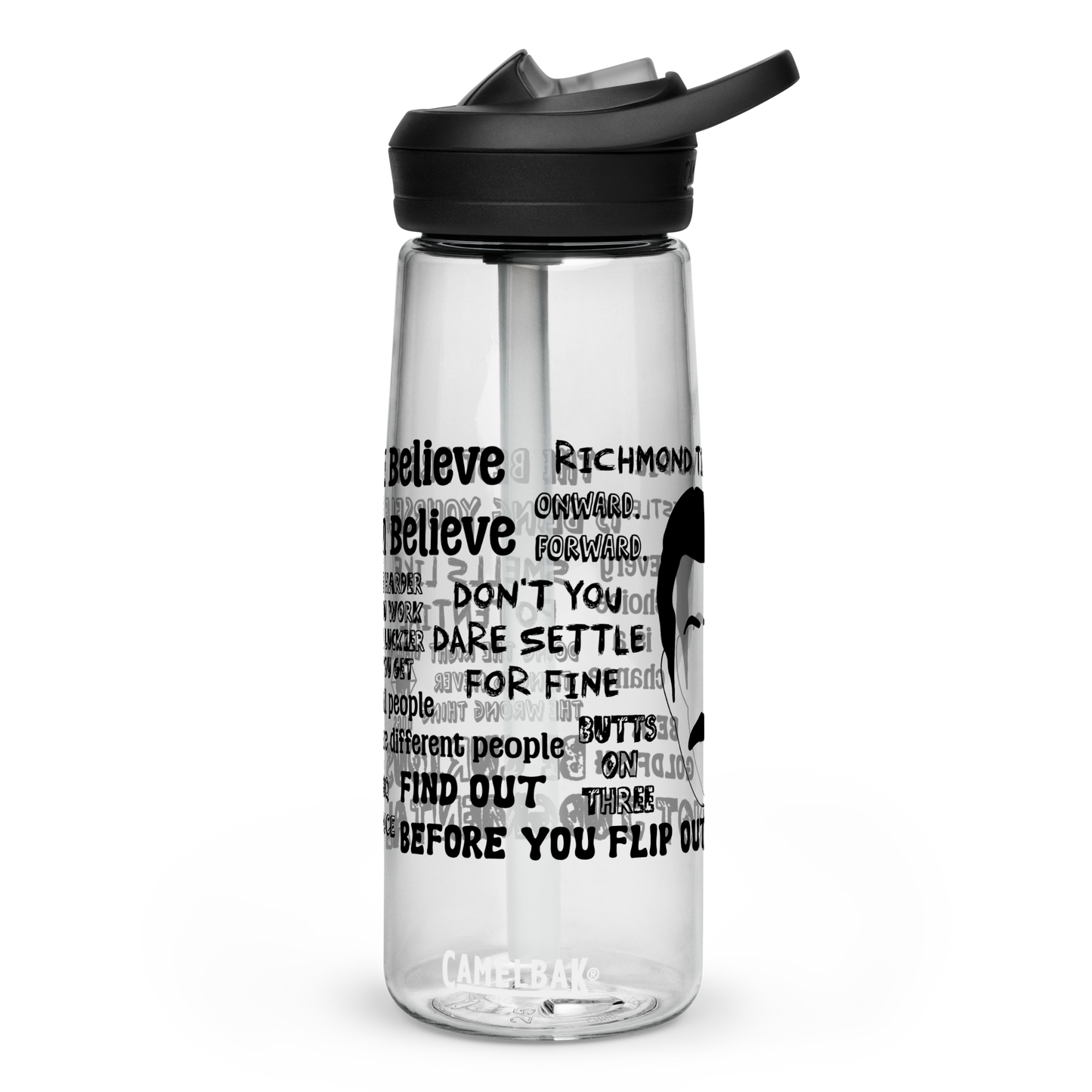 Lasso Quotes Water Bottle - Black Text