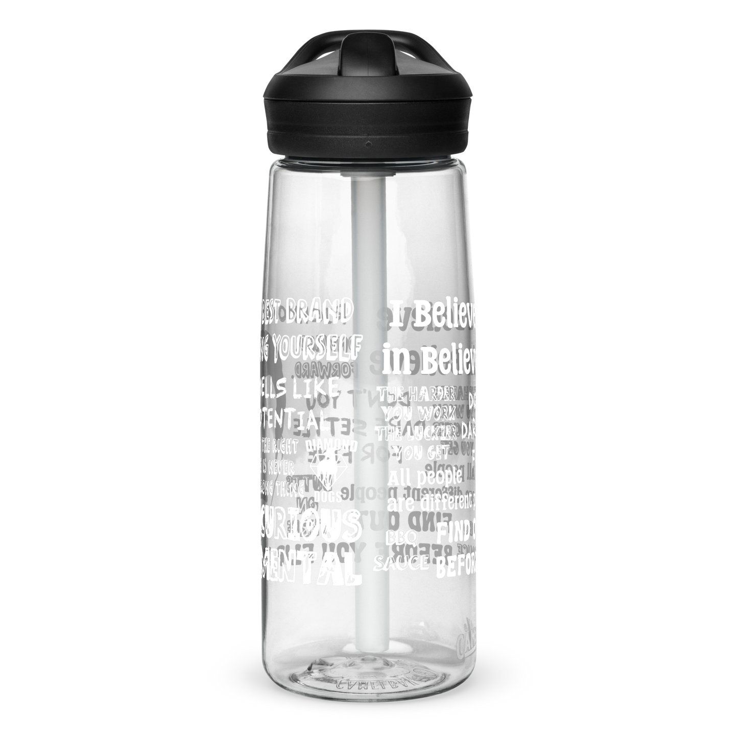 Lasso Quotes Water Bottle - White Text