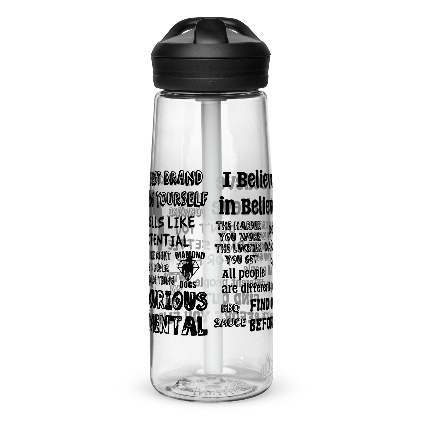 Lasso Quotes Water Bottle - Black Text