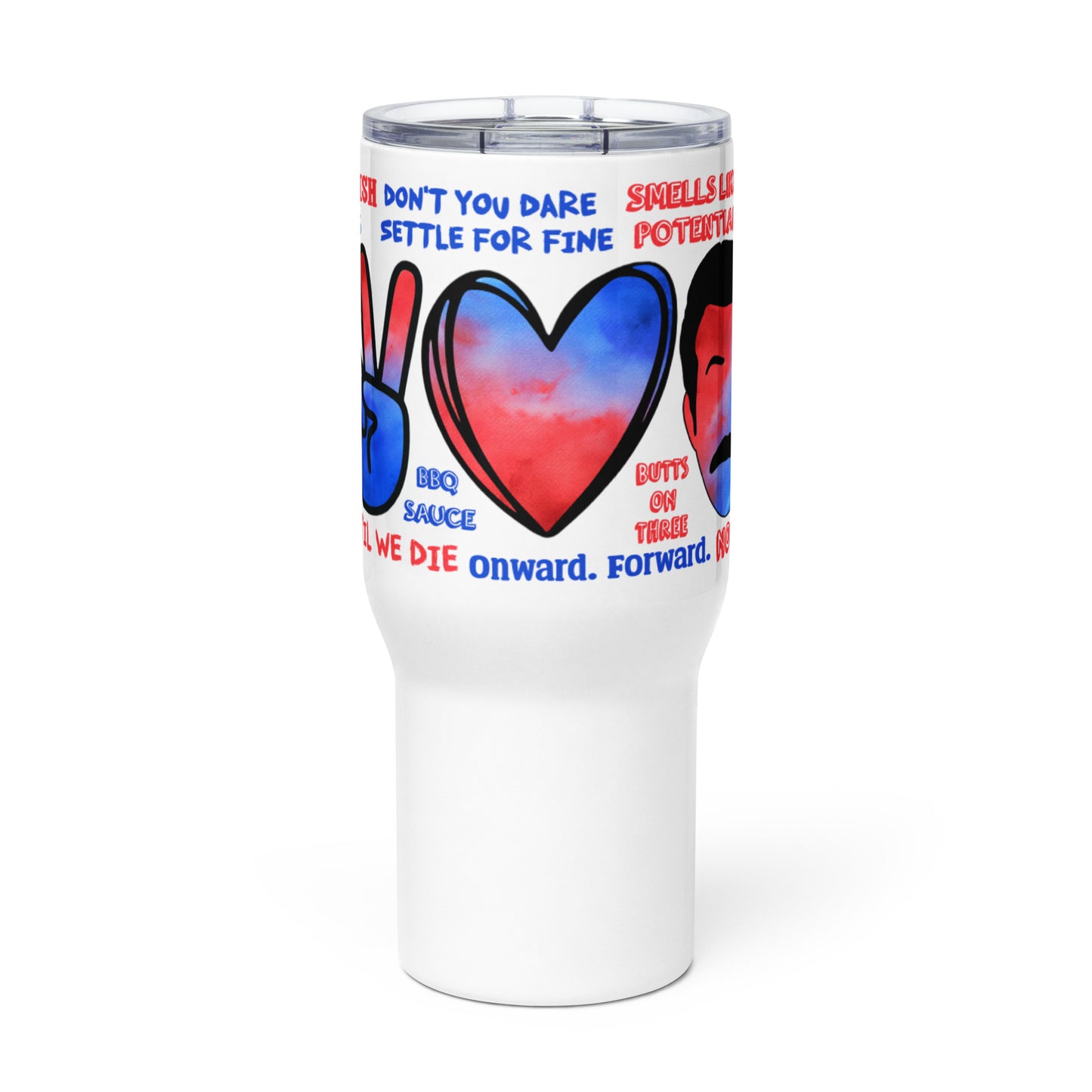 Peace Love Lasso Quotes Travel mug with a handle