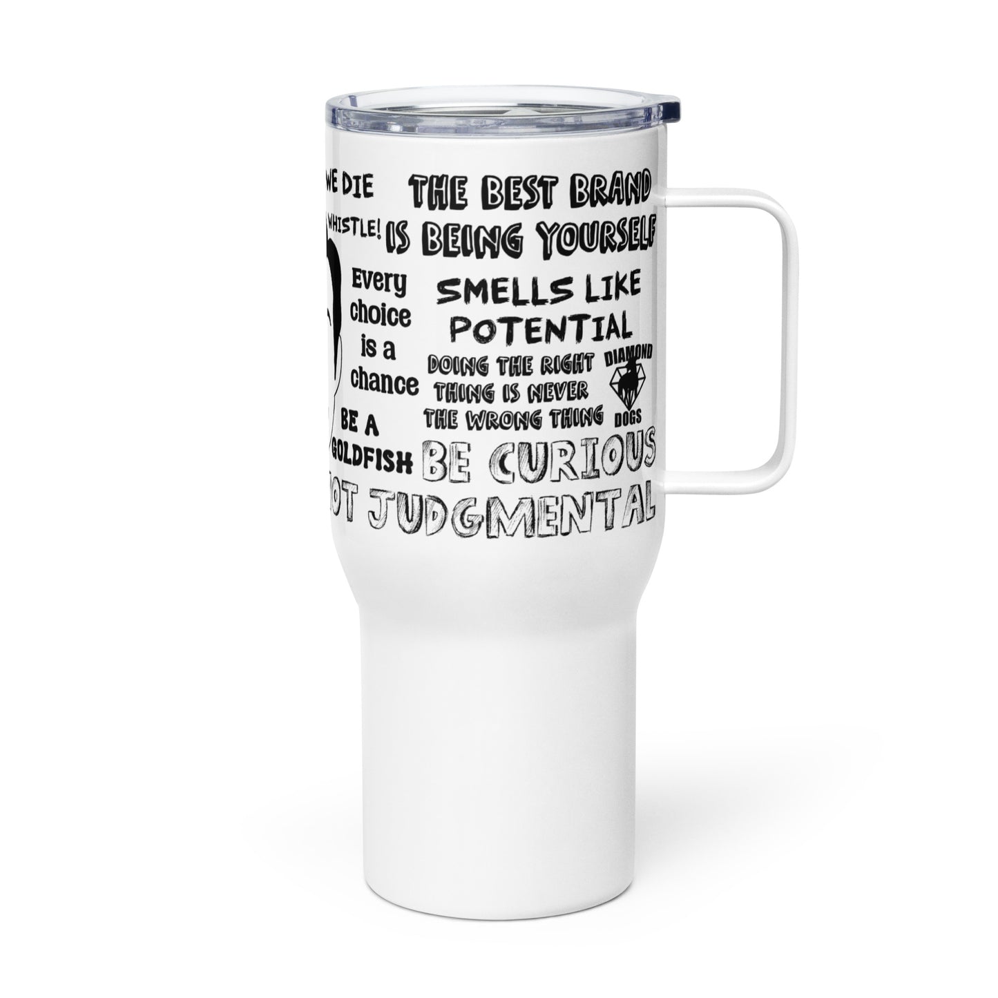 Lasso Quotes Travel mug with a handle